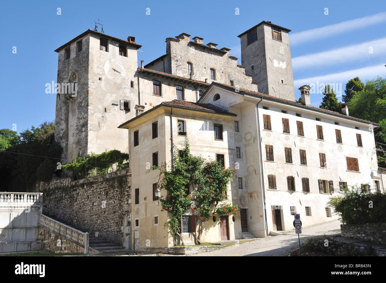 Les bâtiments historiques, la Piazza Maggiore, Feltre, Italie Banque D'Images