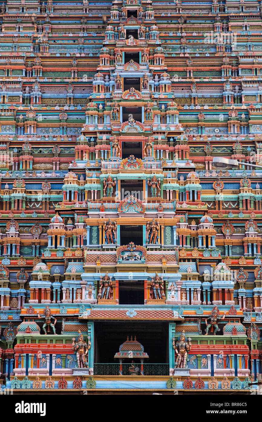 Gopuram architecture du Ranganathaswamy temple, Trichy, Tamil Nadu, Inde Banque D'Images