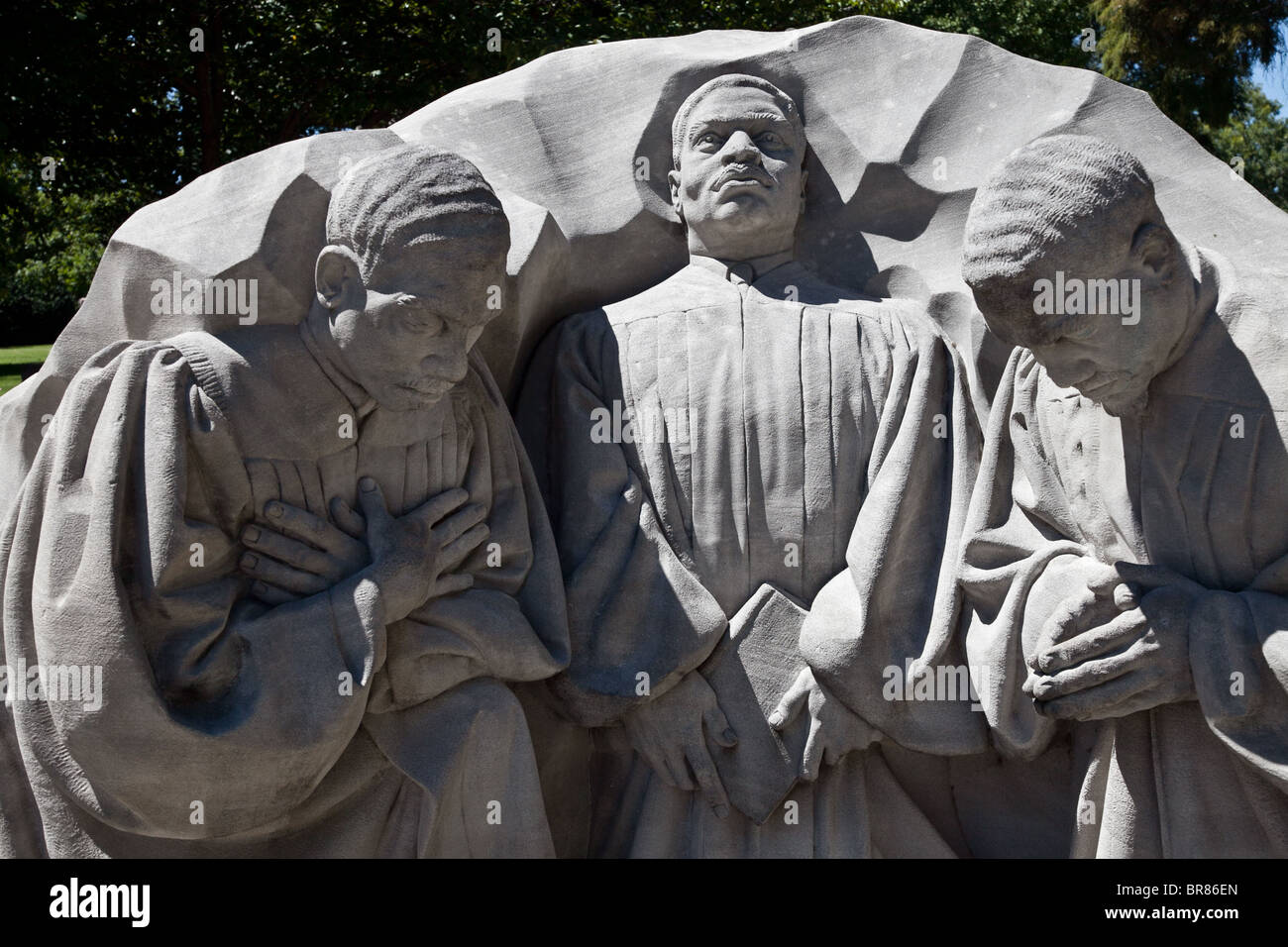 Statue de 3 ministres à Kelly Ingram Park priaient à Kelly Ingram Park à Birmingham, Alabama Banque D'Images