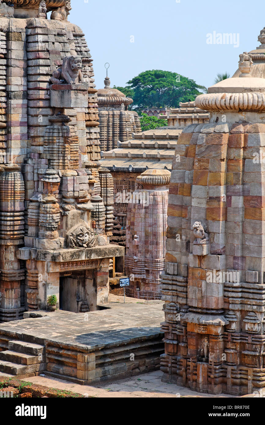 L'Hindu Temple de Lingaraj Mandir, Bhubaneswar, Orissa, Inde Banque D'Images