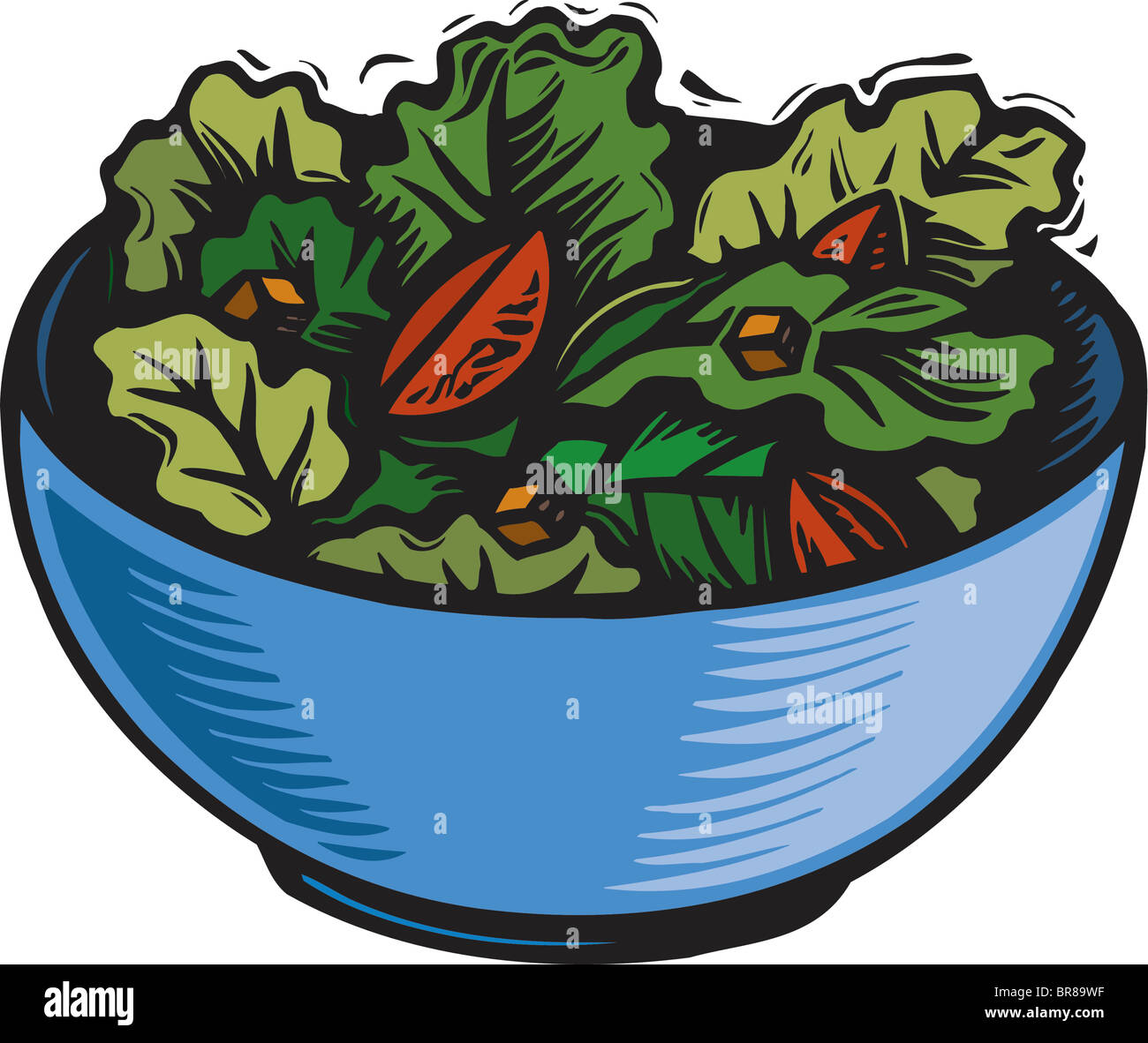 Un bol de feuilles de salade verte Banque D'Images