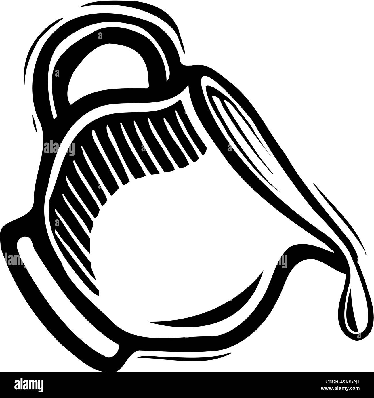 Un dessin d'un pot de crème en noir et blanc Banque D'Images