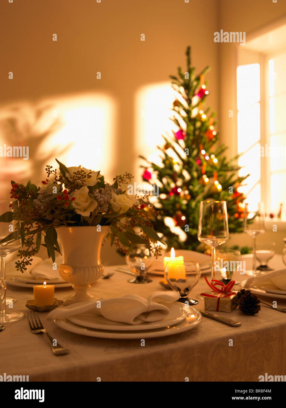 Table décorée pour Noël Banque D'Images