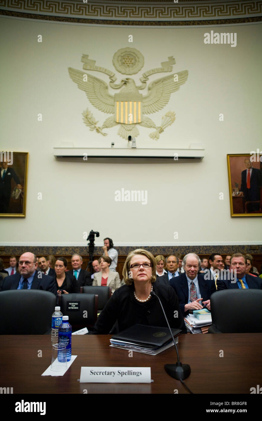 Secrétaire à l'éducation Margaret Spellings témoigne devant le Comité sur l'éducation et du travail sur l'analyse des prêts étudiants Banque D'Images