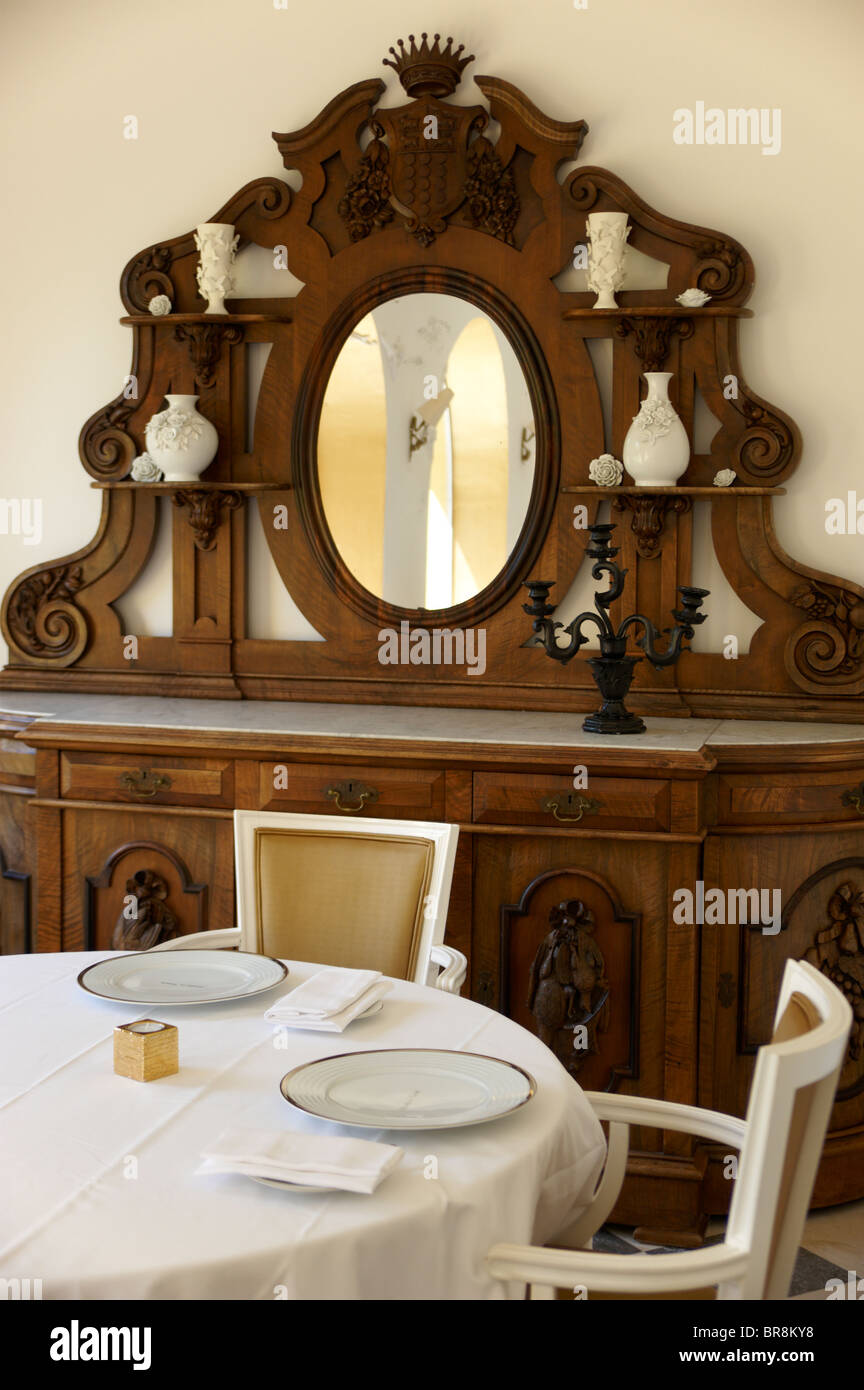 Vue de l'intérieur de l'hôtel Quinta das Lágrimas's restaurant Arcadas da Capela coin repas, Coimbra, Portugal Banque D'Images