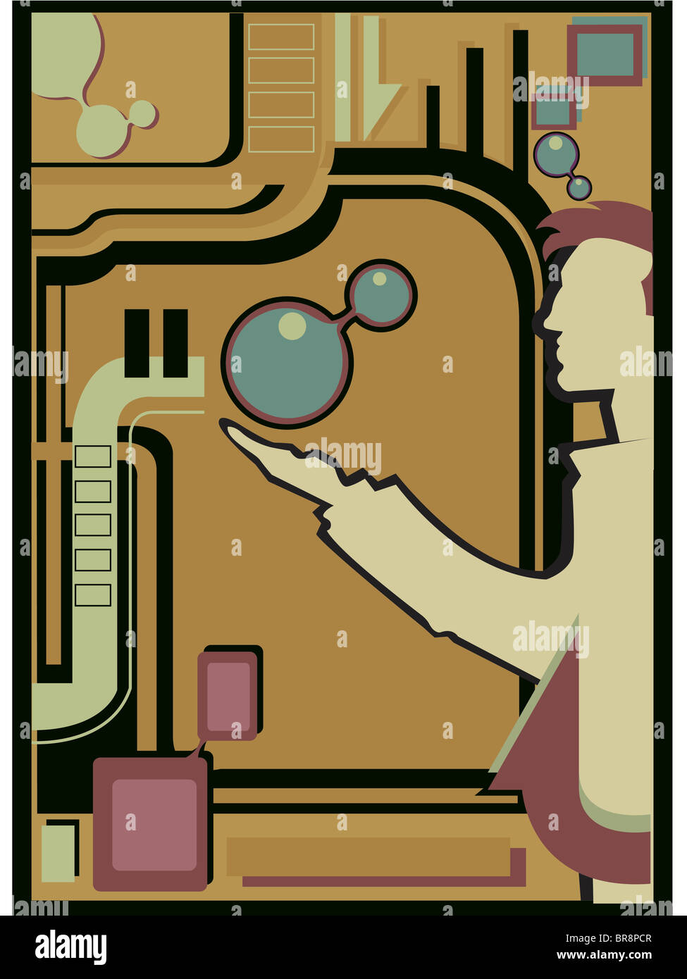Une représentation graphique d'un remue-méninges de l'homme Banque D'Images