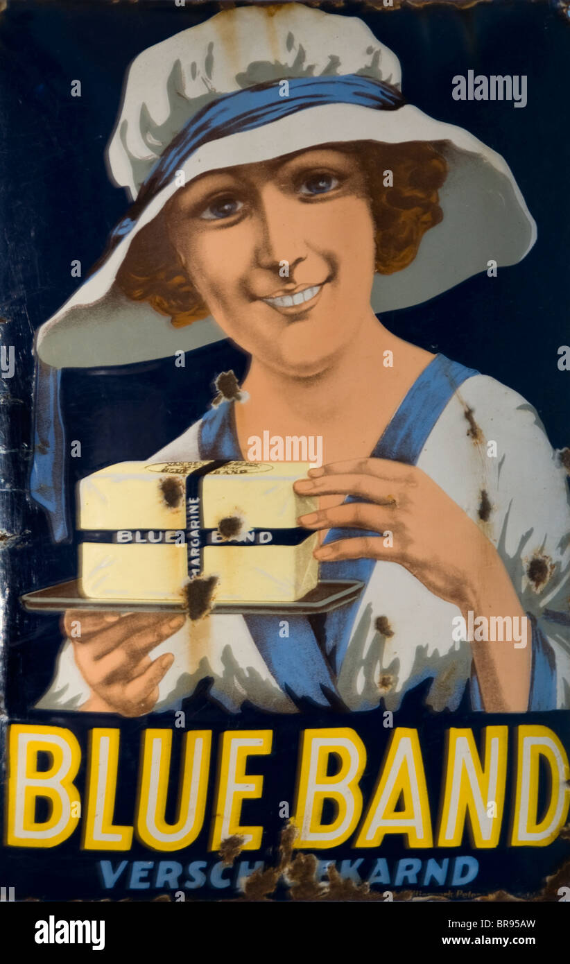 La peinture néerlandaise Margarine bande bleue Banque D'Images
