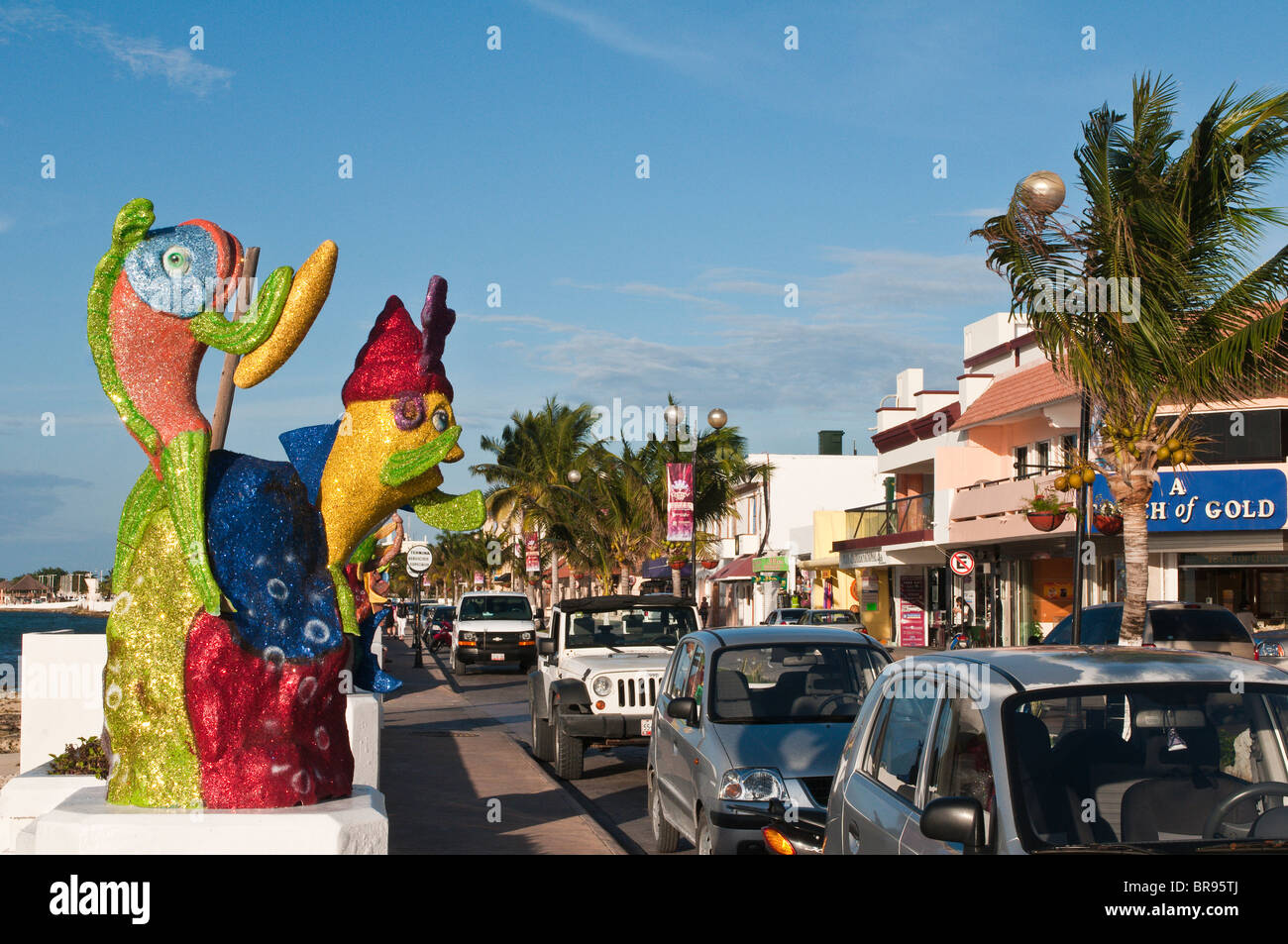 Mexique, Cozumel. Décorations de carnaval à San Miguel, Isla Cozumel, île de Cozumel. Banque D'Images