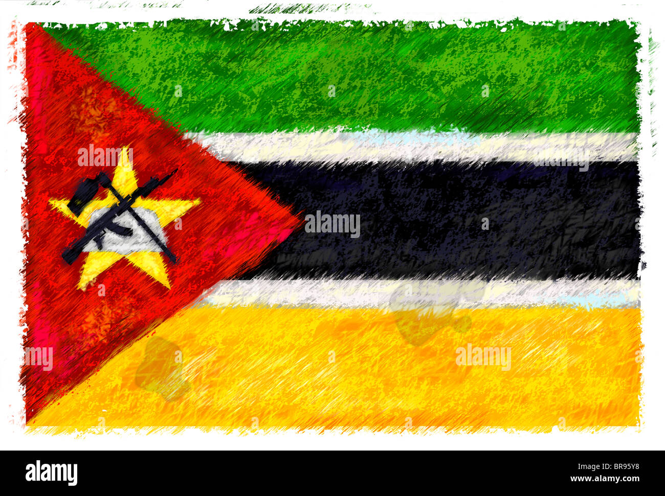 Dimensions du drapeau du Mozambique Banque D'Images