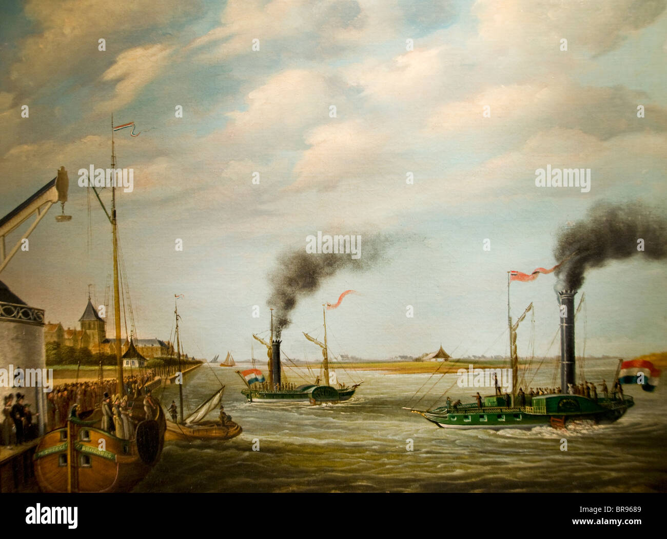 Pays-bas Peinture à aubes steamers IJsel Kampen 1838 Banque D'Images