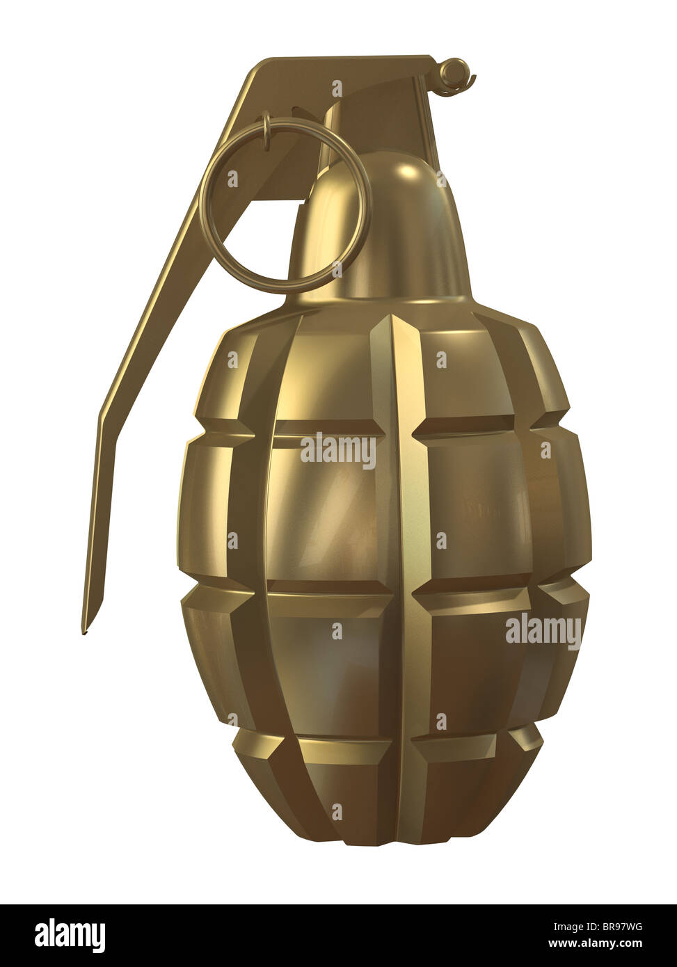 Fragmentation grenade MK2 gold isolé sur fond blanc 3D render Banque D'Images