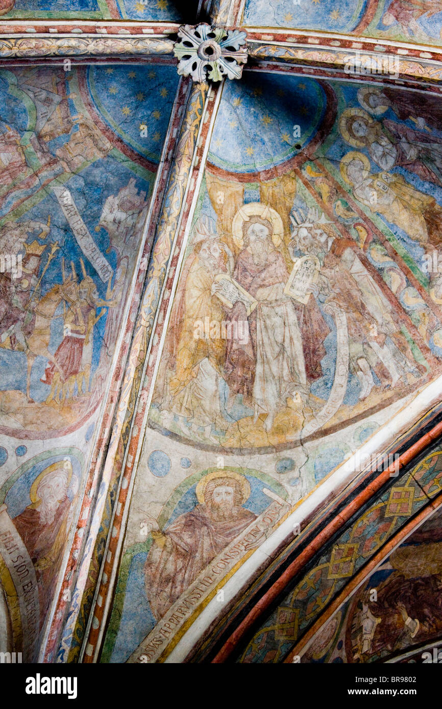 Allemagne, Nordrhein-Westfalen, Cologne. Fresques de l'église St Maria Lyskirchen, 13e siècle. Banque D'Images