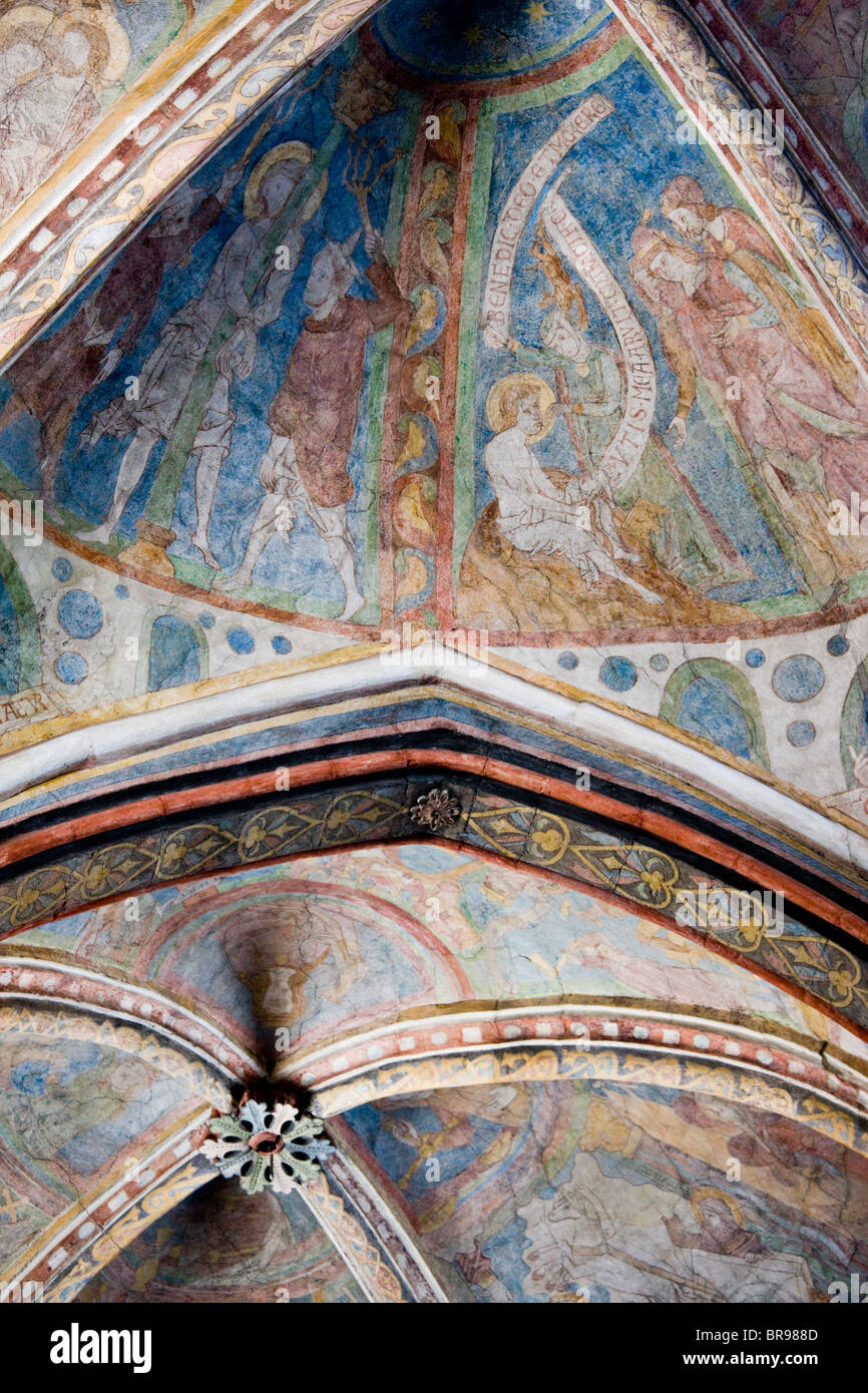 Allemagne, Nordrhein-Westfalen, Cologne. Fresques de l'église St Maria Lyskirchen, 13e siècle. Banque D'Images