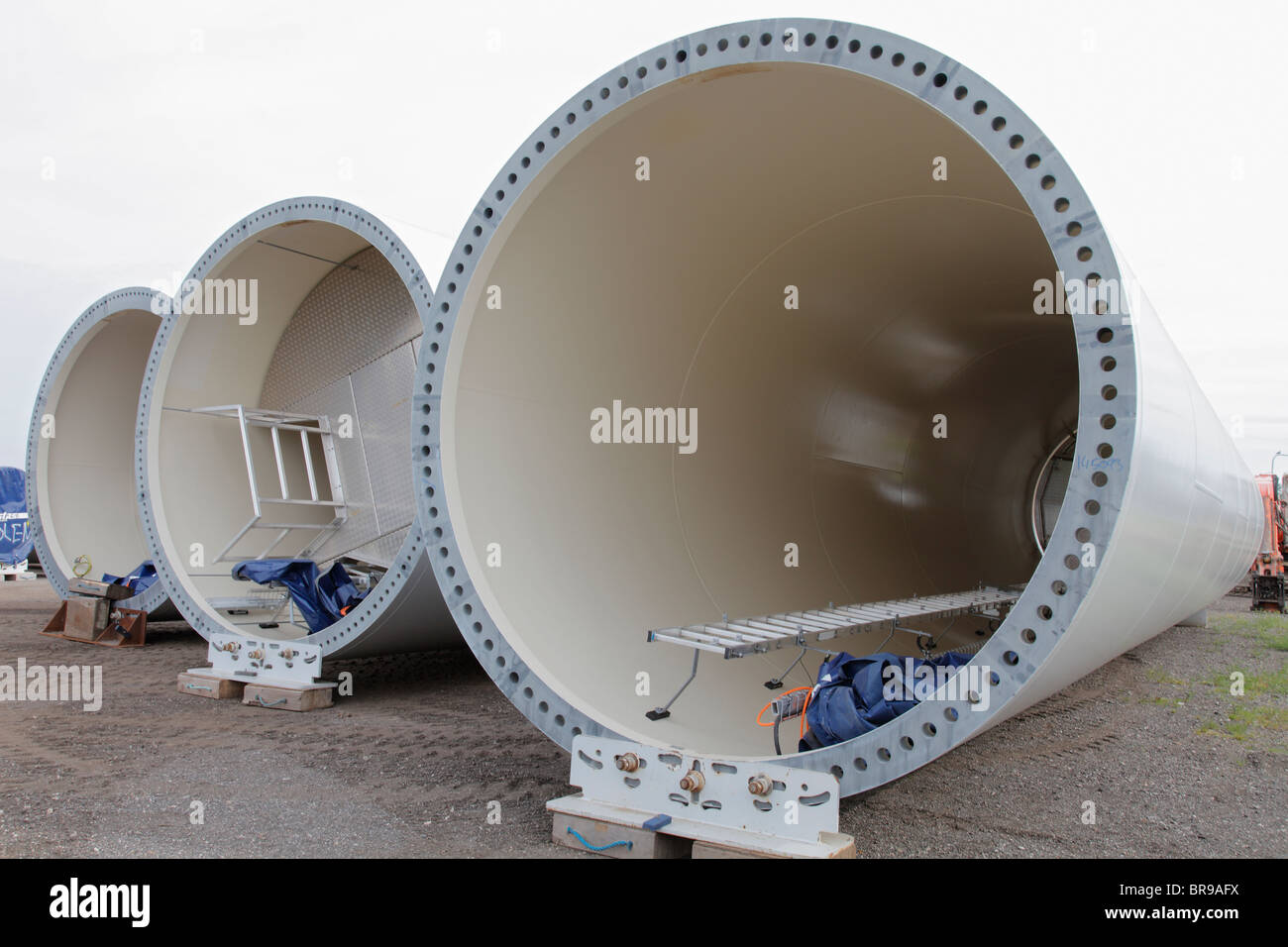 Les éoliennes VESTAS stockées Banque D'Images