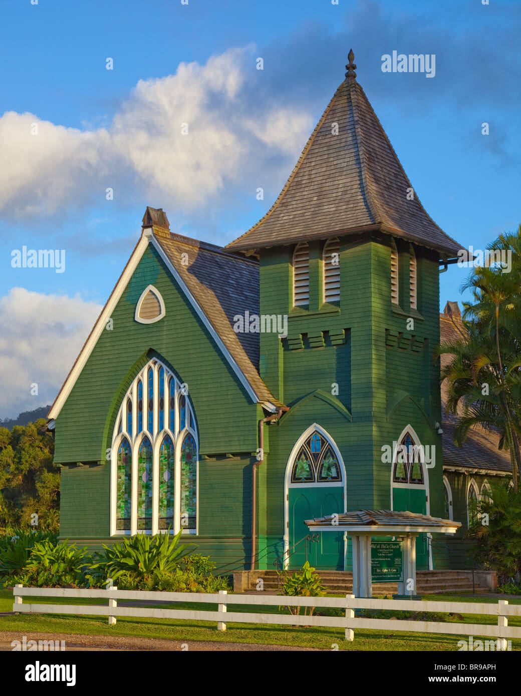 Kauai, HI Wai'hui oli'ia (Église congrégationaliste) dans la région de Hanalei sur la rive nord de Kauai Banque D'Images