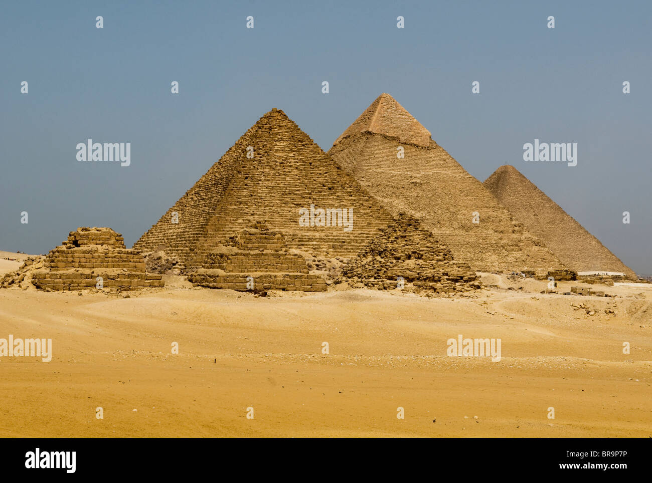 Les grandes pyramides de Gizeh au Caire Egypte Banque D'Images