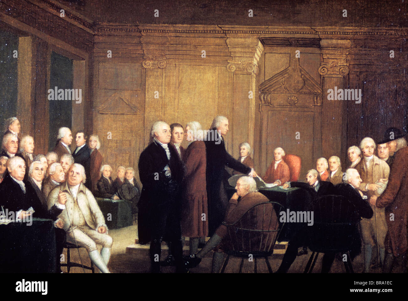 Peinture de premier congrès continental se prononçant pour l'INDÉPENDANCE LA LIBERTÉ LE 4 JUILLET 1776 PAR PINE Banque D'Images