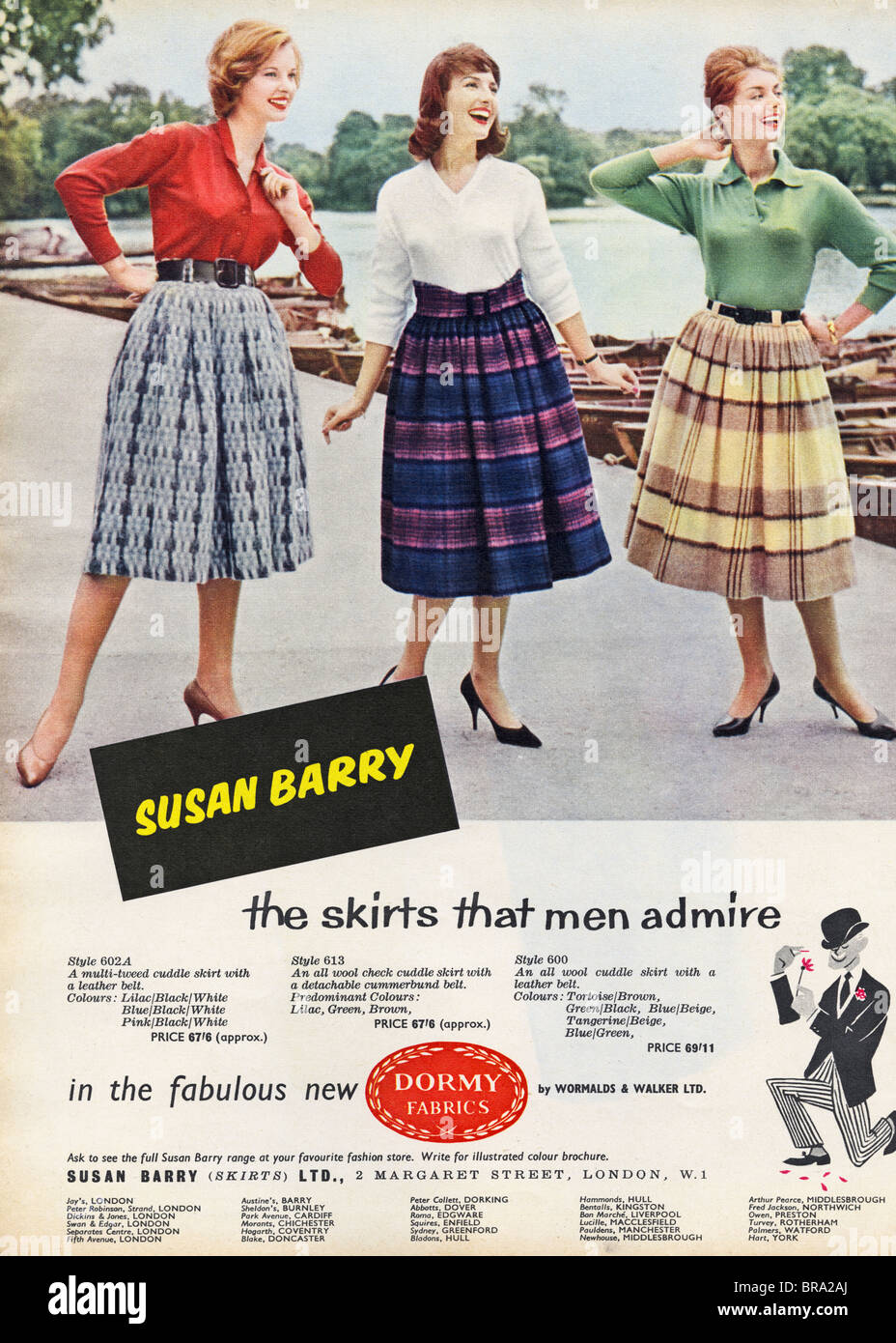 Fashion annonce pour Susan Berry jupes longues avec tissus Dormy circa 1959  Photo Stock - Alamy
