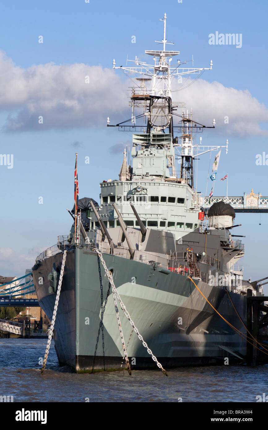 Le HMS Belfast - Tamise - Londres Banque D'Images