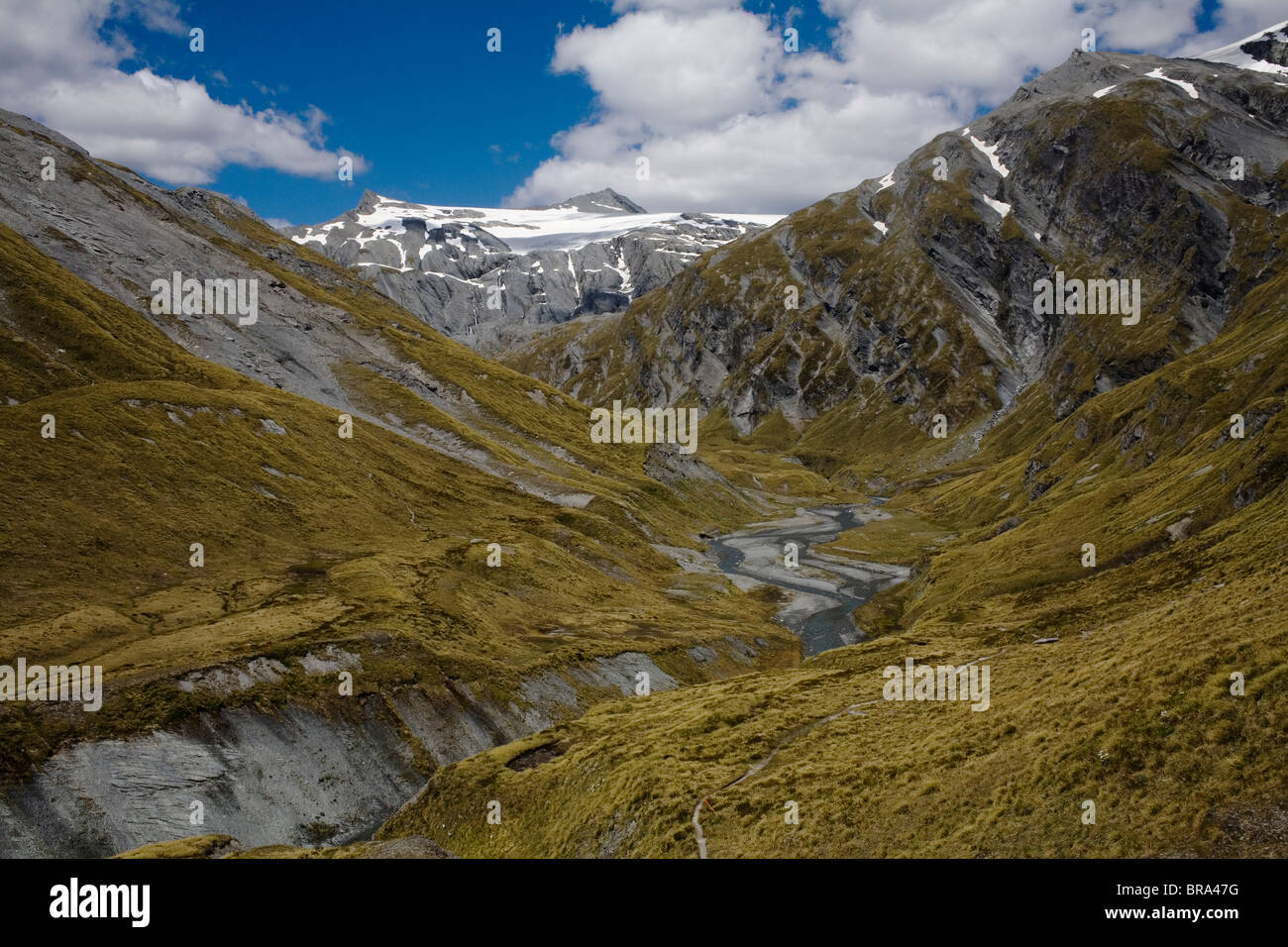 Entre l'ouest du ruisseau Cascade Matukituki Valley et la vallée de Dart dans le Mount Aspiring National Park. Banque D'Images
