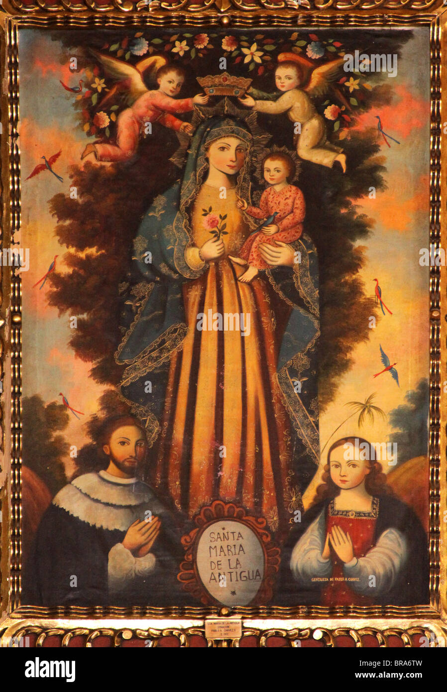 Santa María la Antigua, Old Saint Mary, patron de Panama, la peinture à la Cathédrale Nationale, Panama City, Panama. Banque D'Images