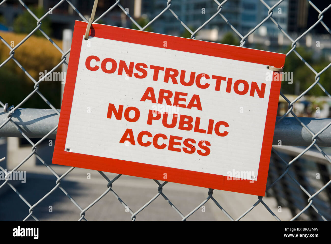 Panneau "zone de construction pas de l'accès du public à l' Banque D'Images