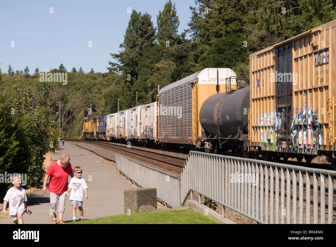 Le train de marchandises de l'Union Pacific à Tacoma, WA USA United States of America Banque D'Images