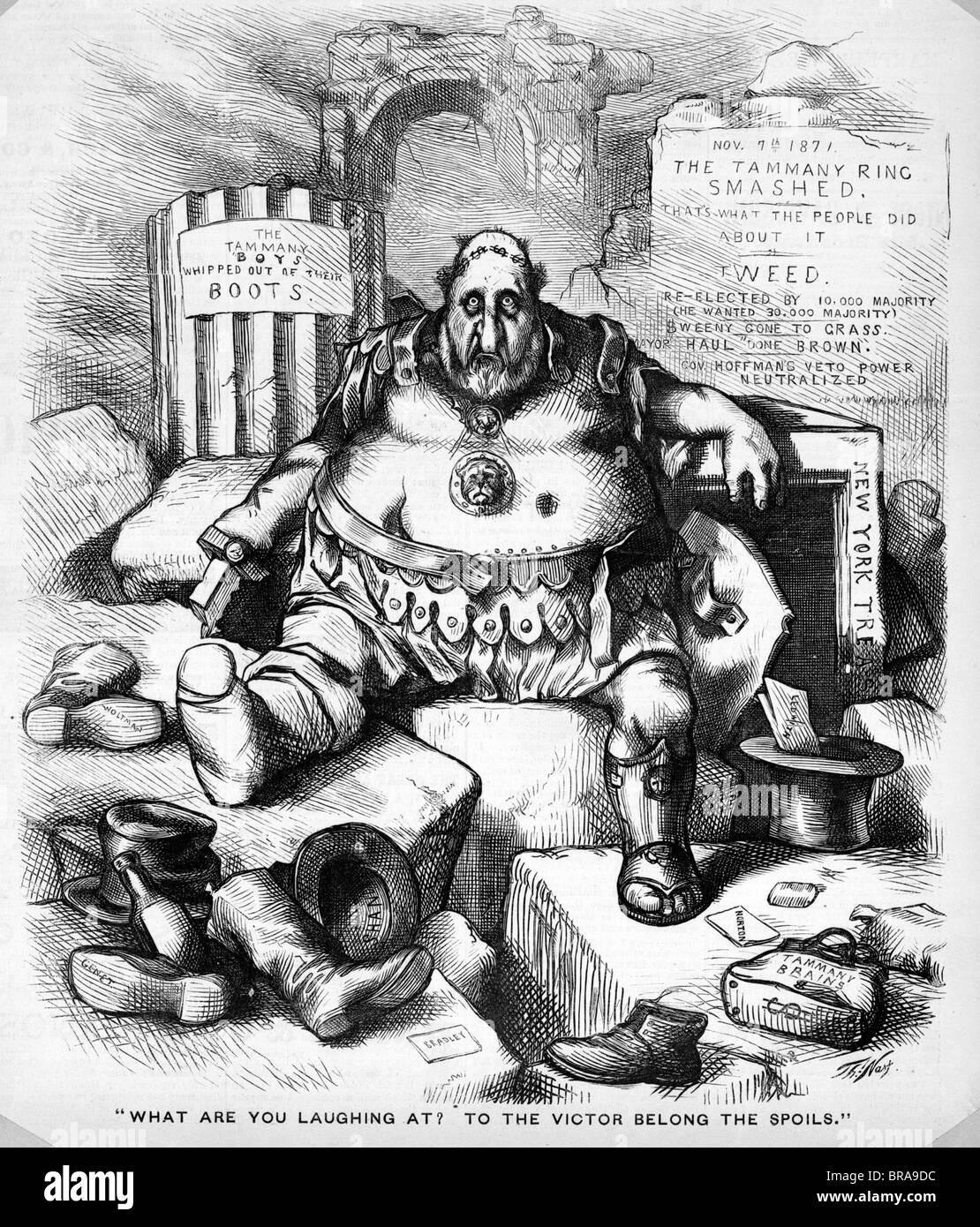 Années 1800 1871 THOMAS NAST CARICATURE DE BOSS TWEED POLITICIEN TAMMANY HALL NEW YORK CITY Banque D'Images