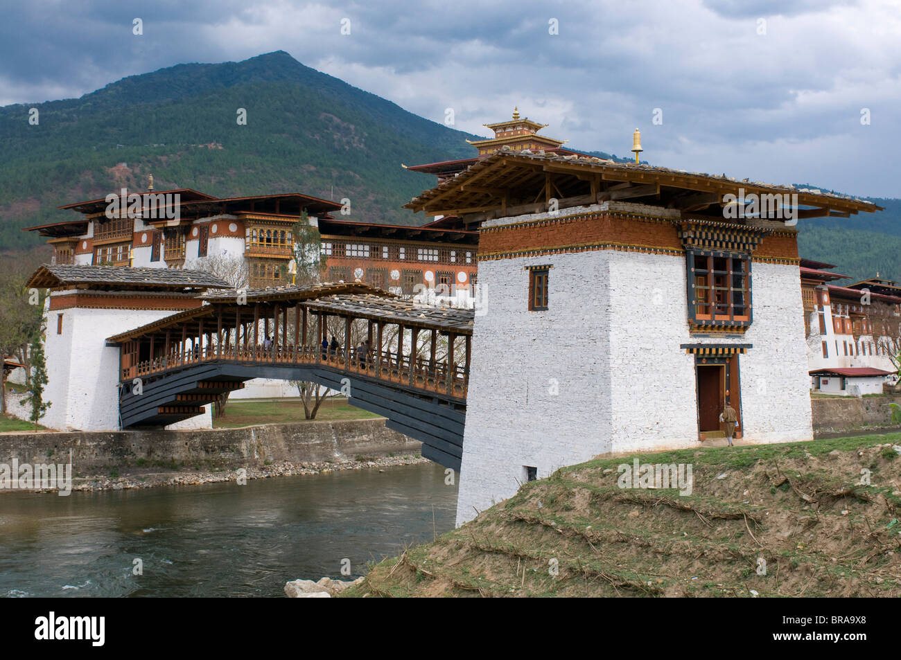 La tsong, un vieux château de Punakha, Bhoutan, Asie Banque D'Images