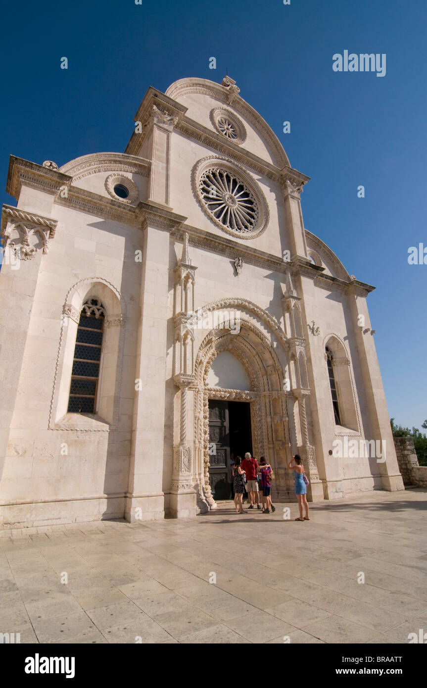 La Cathédrale de Saint-Jacques de Compostelle, UNESCO World Heritage Site, Sibenik, Croatie, Europe Banque D'Images