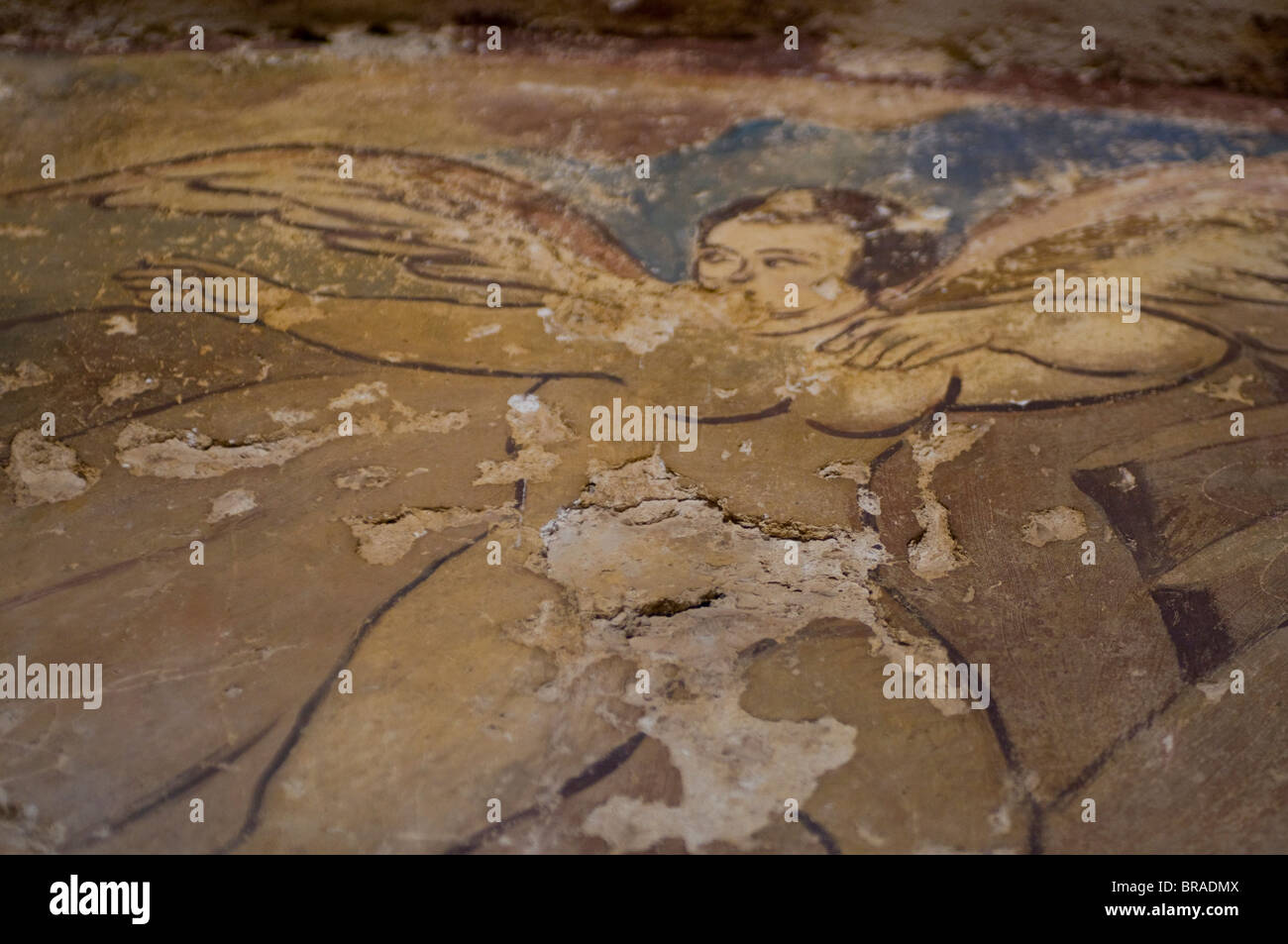 Des fresques anciennes dans le château de Qusair Amra, UNESCO World Heritage Site, Jordanie, Moyen-Orient Banque D'Images