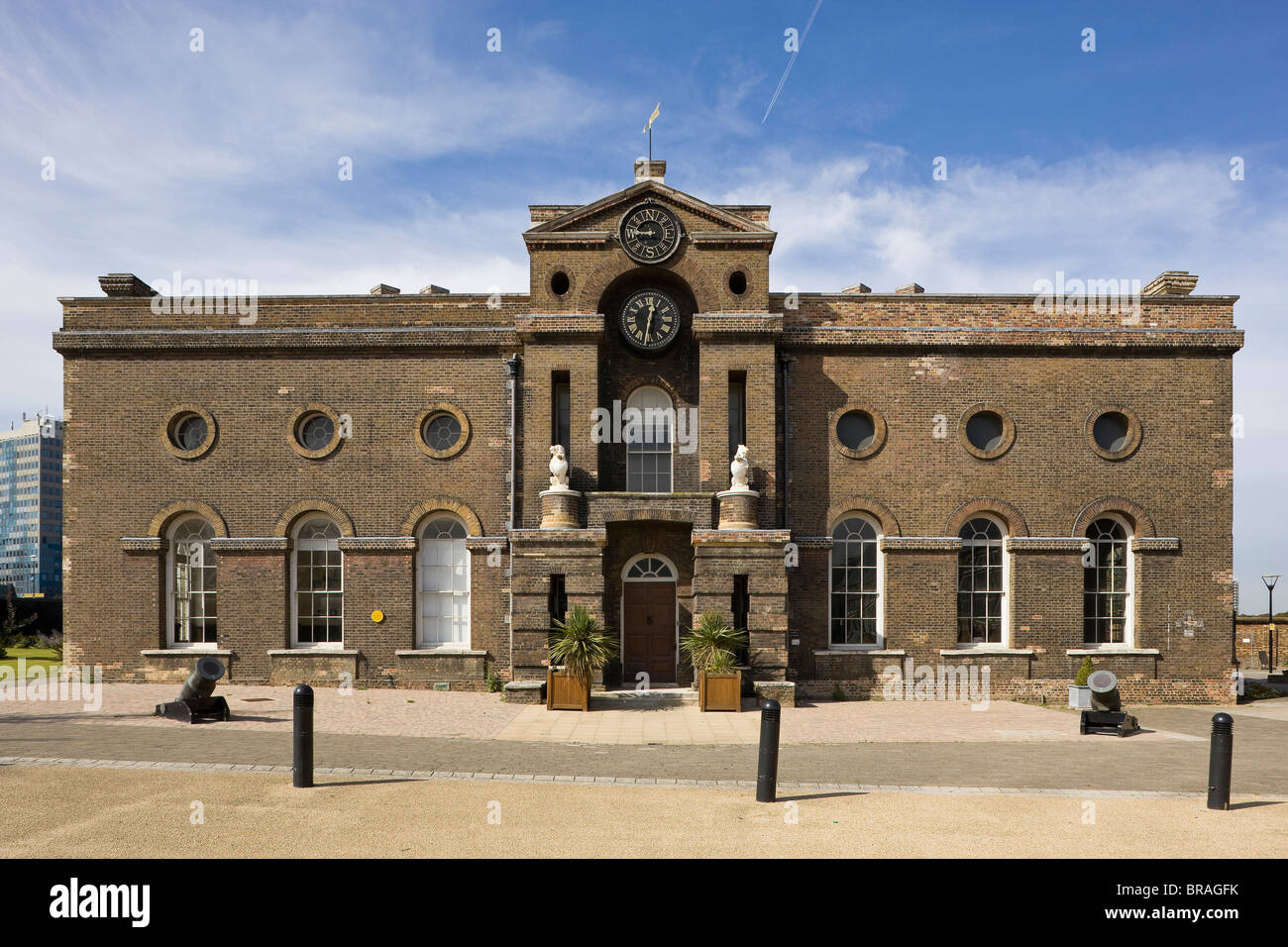 L'extérieur de l'Académie Militaire Royale de Greenwich Heritage Centre maintenant à Woolwich Arsenal Banque D'Images