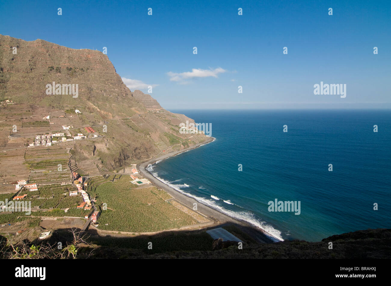 Vue sur la côte d'Hermigua, La Gomera, Canary Islands, Spain, Europe, Atlantique Banque D'Images