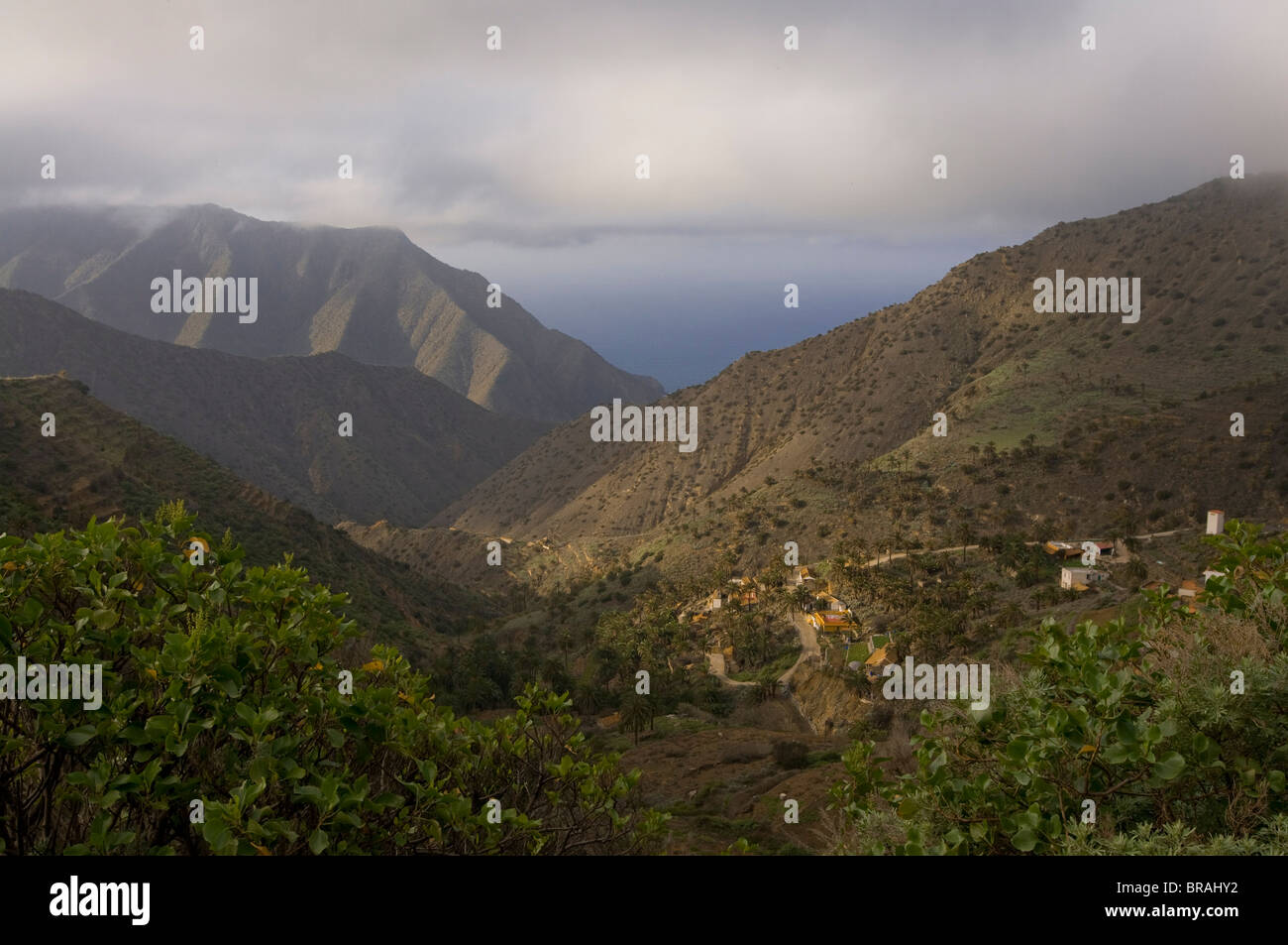 Vue sur une vallée, le Parc National de Garajonay, classé au Patrimoine Mondial de l'UNESCO, La Gomera Canary Islands, Spain, Europe Banque D'Images