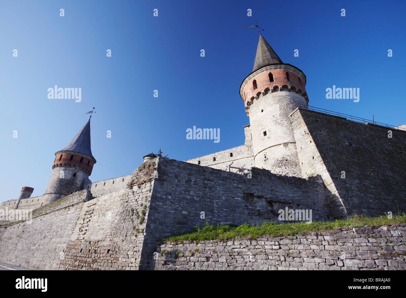 Vue sur le vieux château, Kamyanets-Podilsky, Podillya, l'Ukraine, l'Europe Banque D'Images