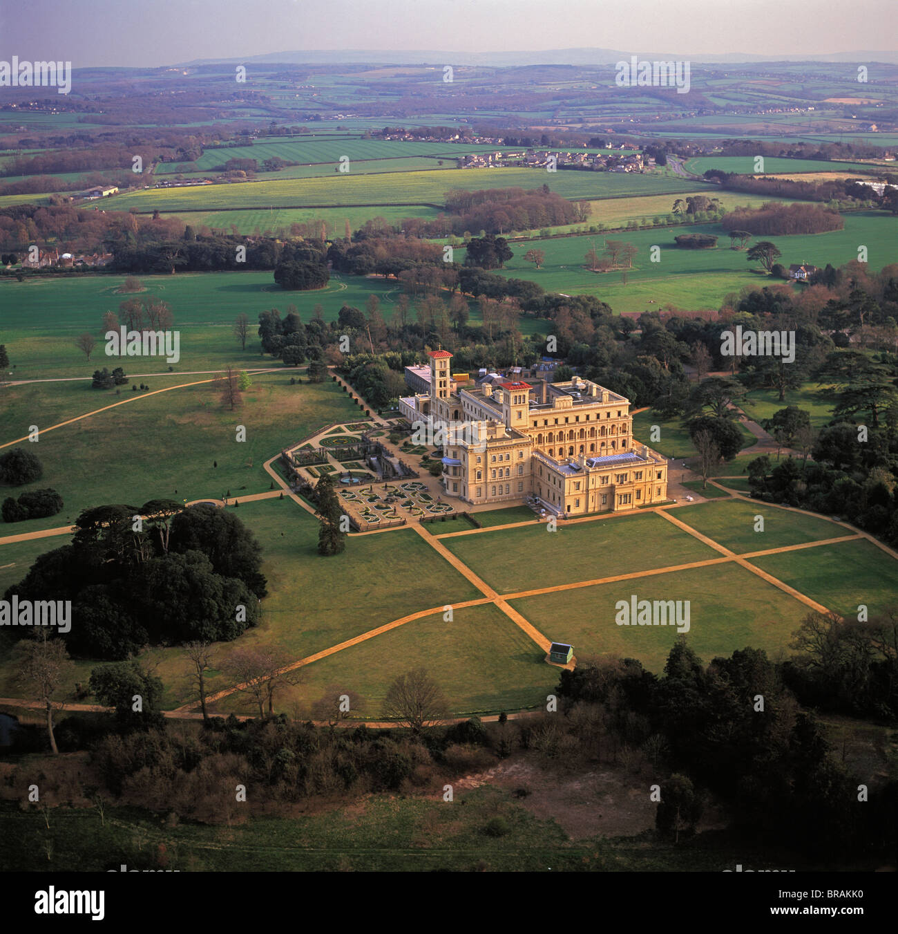 L'image aérienne d'Osborne House, Île de Wight, Angleterre, Royaume-Uni, Europe Banque D'Images