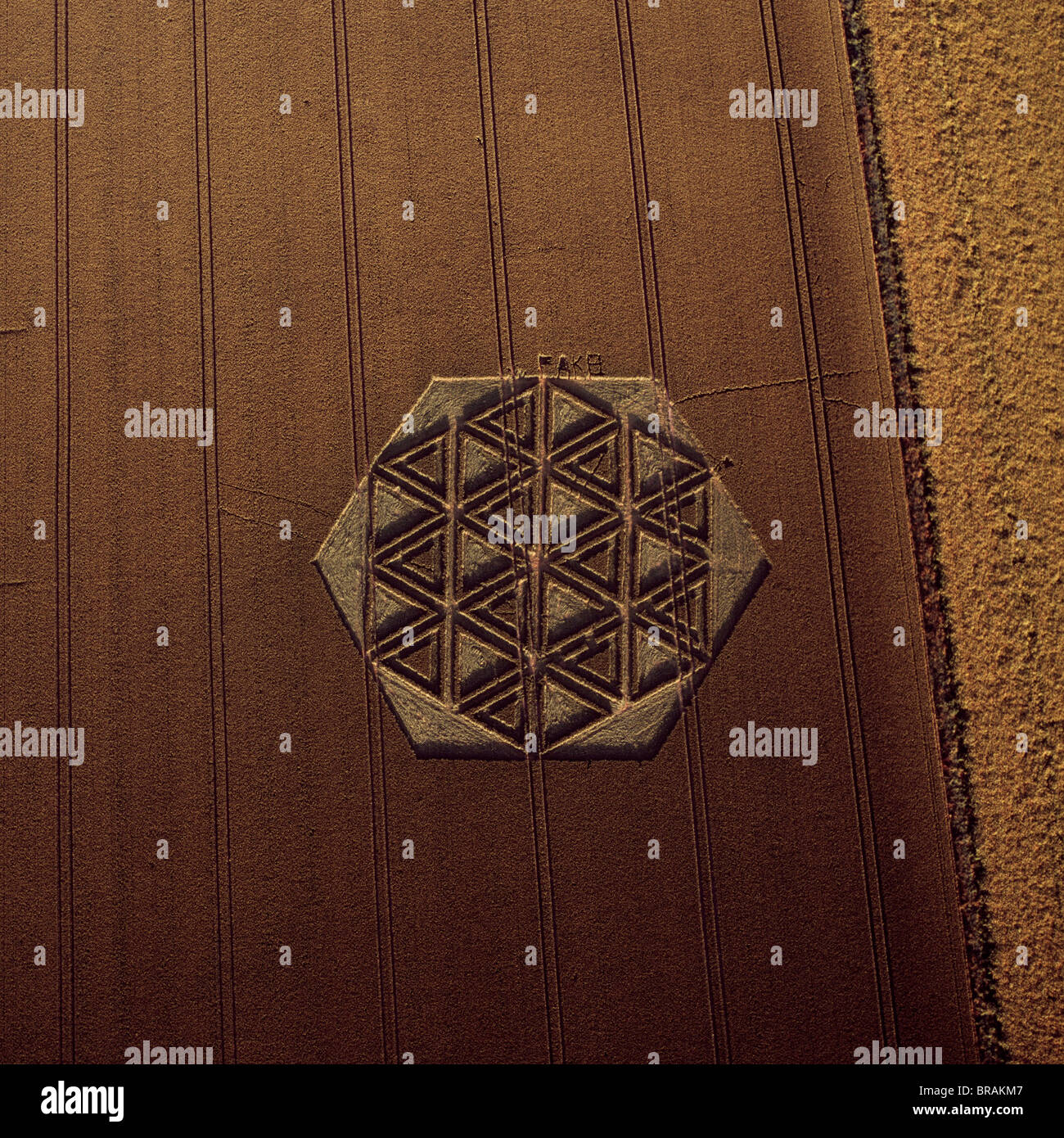 L'image aérienne de l'agroglyphe, Wiltshire, Angleterre, Royaume-Uni, Europe Banque D'Images