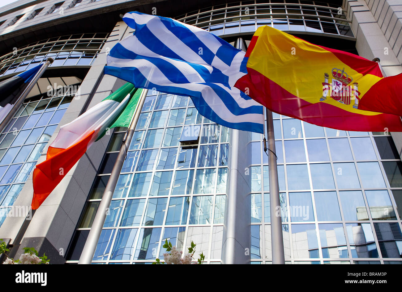 Drapeaux espagnol grec irlandais Banque D'Images