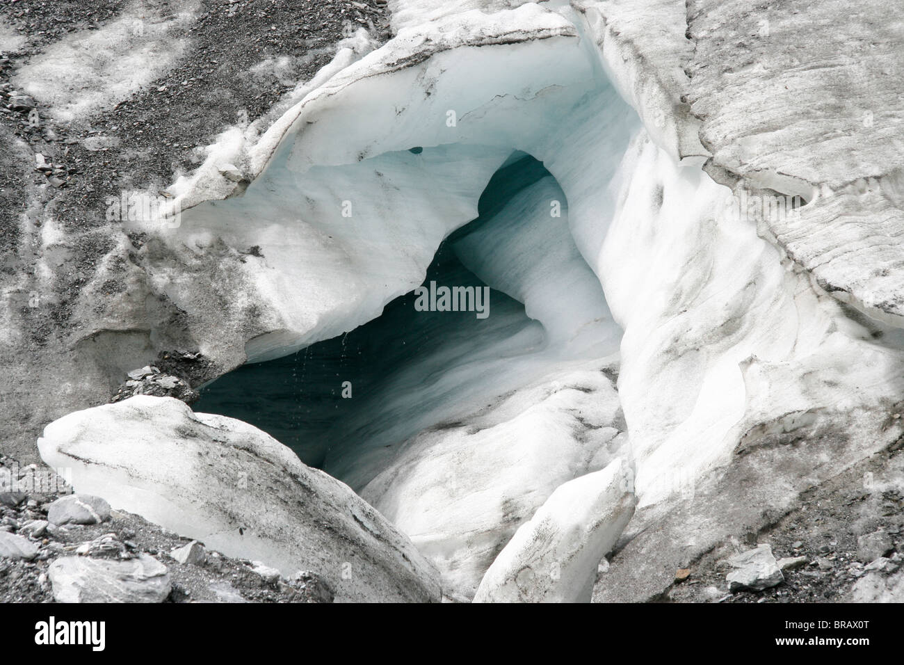 Bouche de Franz Josef Glacier, île du Sud, Nouvelle-Zélande Banque D'Images
