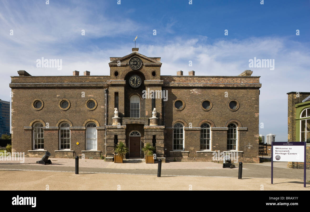 L'extérieur de l'Académie Militaire Royale de Greenwich Heritage Centre maintenant à Woolwich Arsenal Banque D'Images