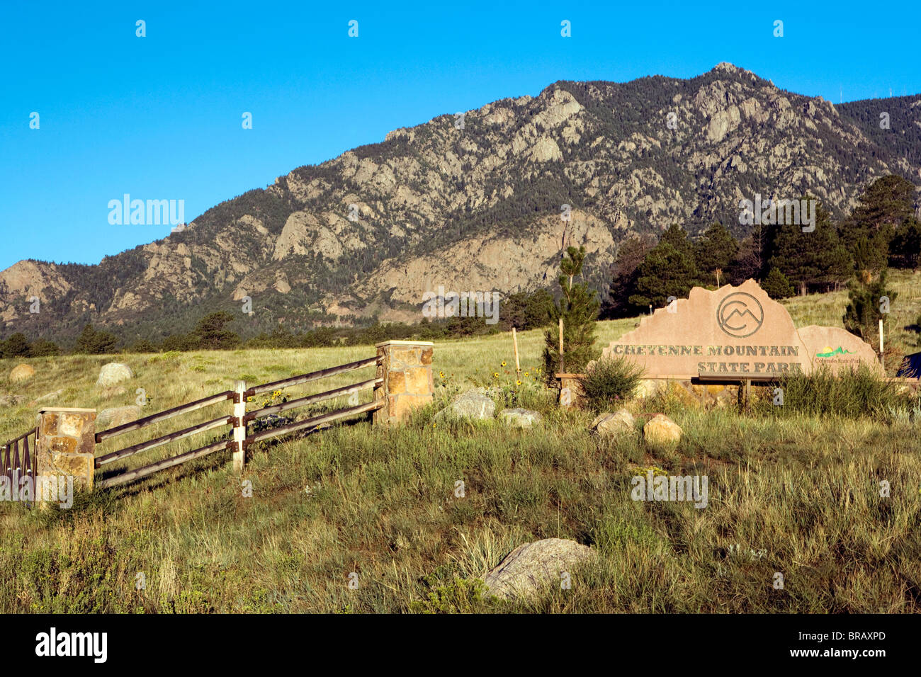 Panneau d'entrée - Cheyenne Mountain State Park - Colorado Springs, Colorado USA Banque D'Images