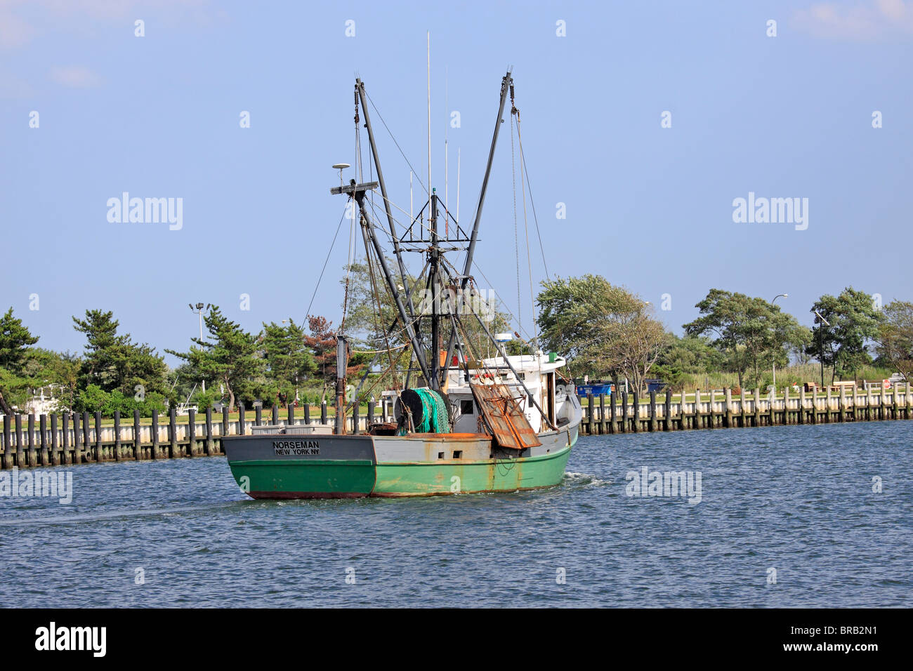 Bateau de pêche commercial Freeport Long Island NY Banque D'Images