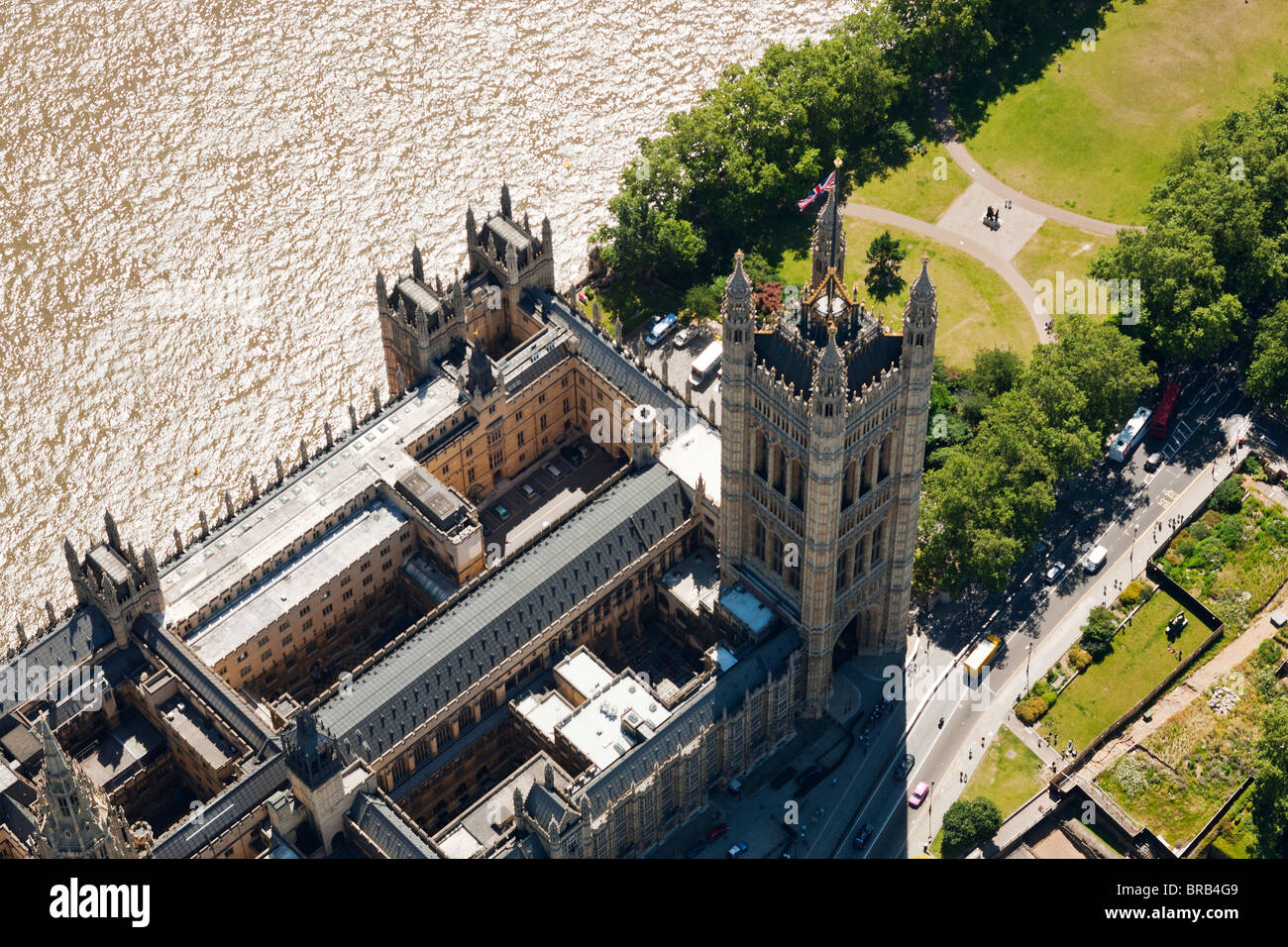 Photographie aérienne des Chambres du Parlement, Londres Banque D'Images