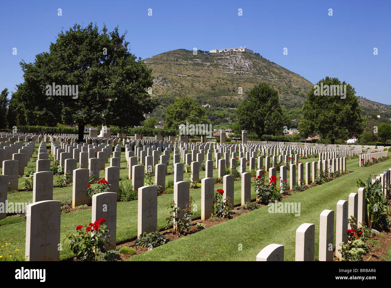 Le cimetière Britannique au pied du Mont-cassin en Italie. Banque D'Images