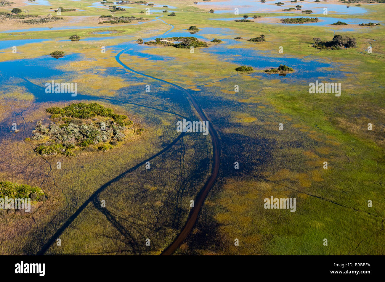 Vue aérienne de Delta de l'Okavango, au Botswana Banque D'Images