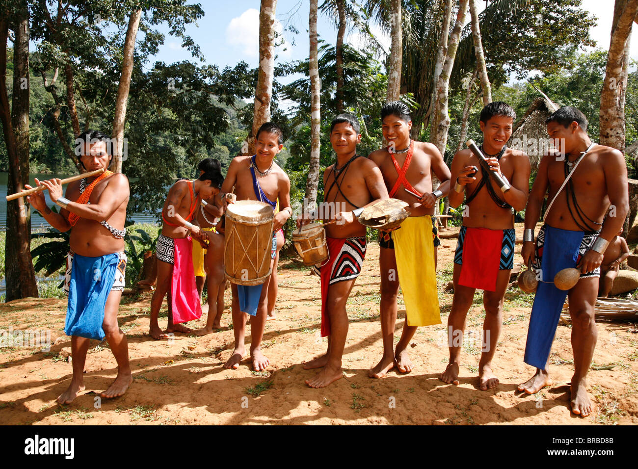 PANAMA Embera Indian Village Banque D'Images