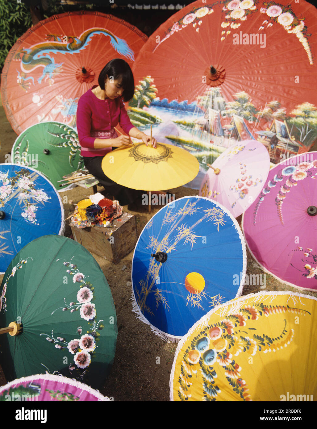 La Thaïlande Parapluie Peinture Banque D'Images