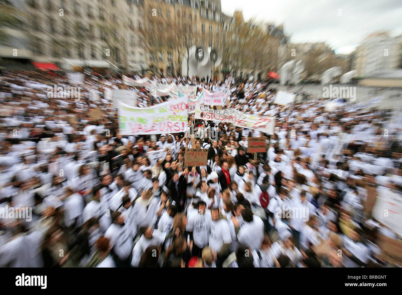 L'ostéopathie française étudiants qui manifestaient, Paris, France Banque D'Images