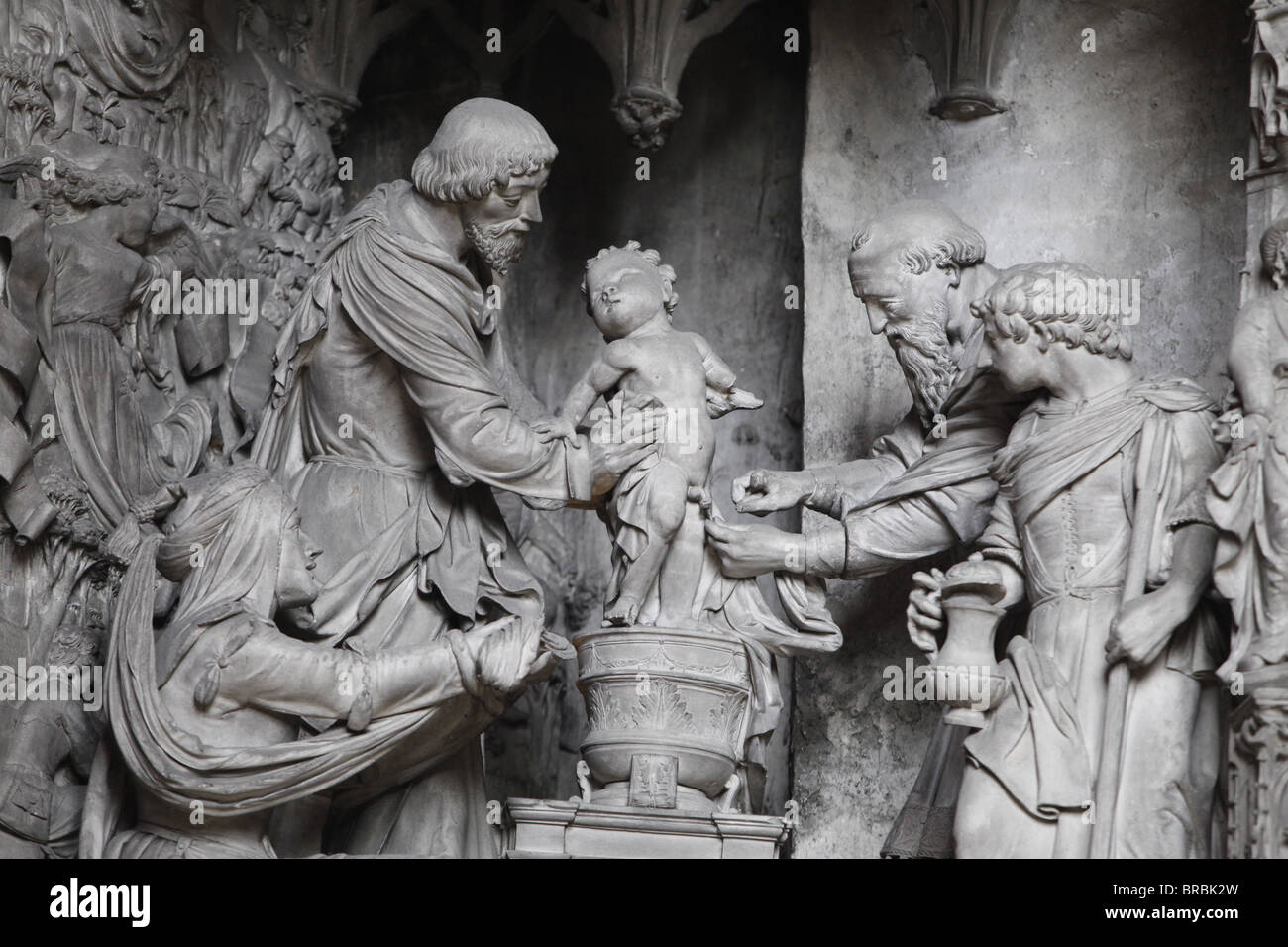 Statues autour du chœur, Notre Dame de la cathédrale de Chartres, l'UNESCO World Heritage Site, Chartres, Eure-et-Loir, France Banque D'Images