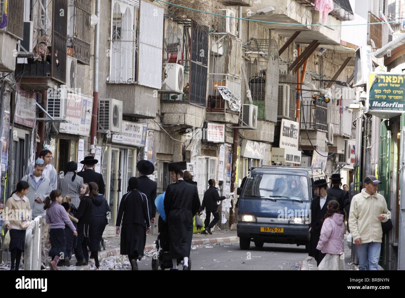 Mea Shearim, quartier orthodoxe juif, Jérusalem, Israël Banque D'Images